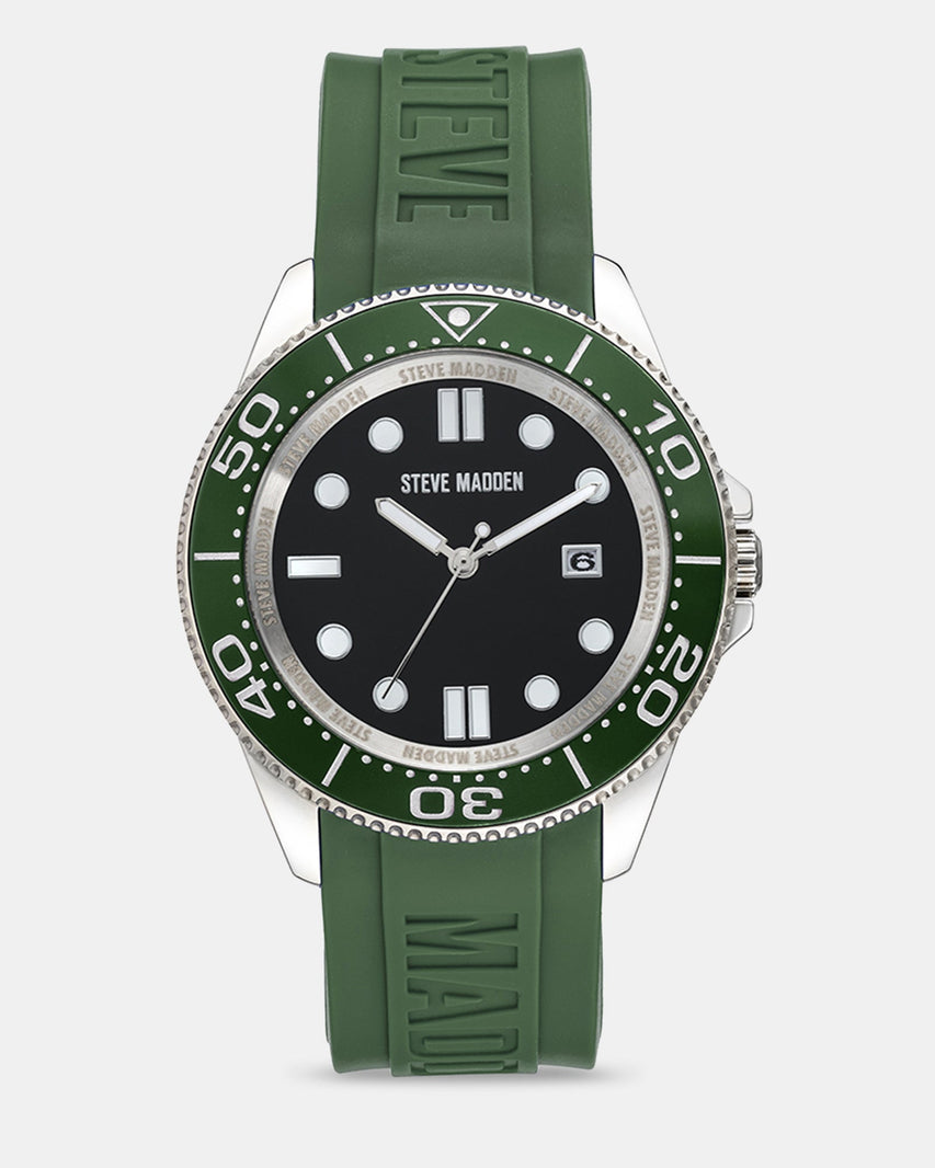 RUBBERIZED ENAMEL CASE WATCH GREEN MULTI - Jewelry - Steve Madden Canada