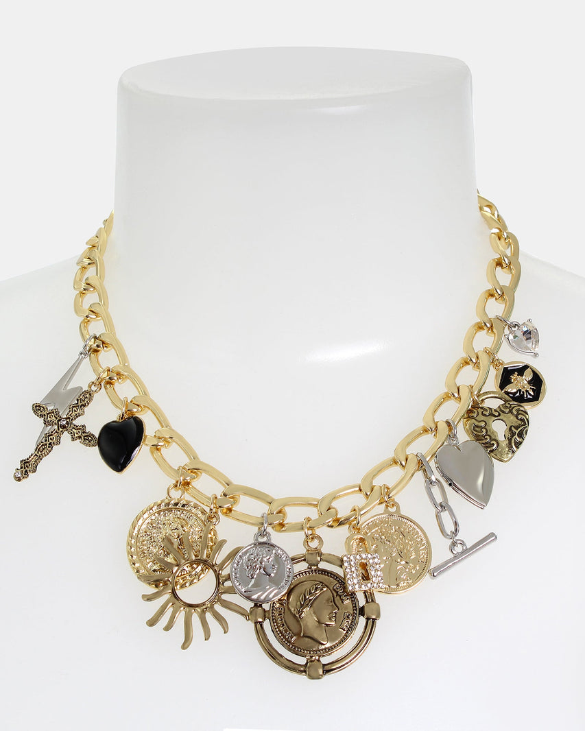 CHUNKY CHARM NECKLACE GOLD - Jewelry - Steve Madden Canada