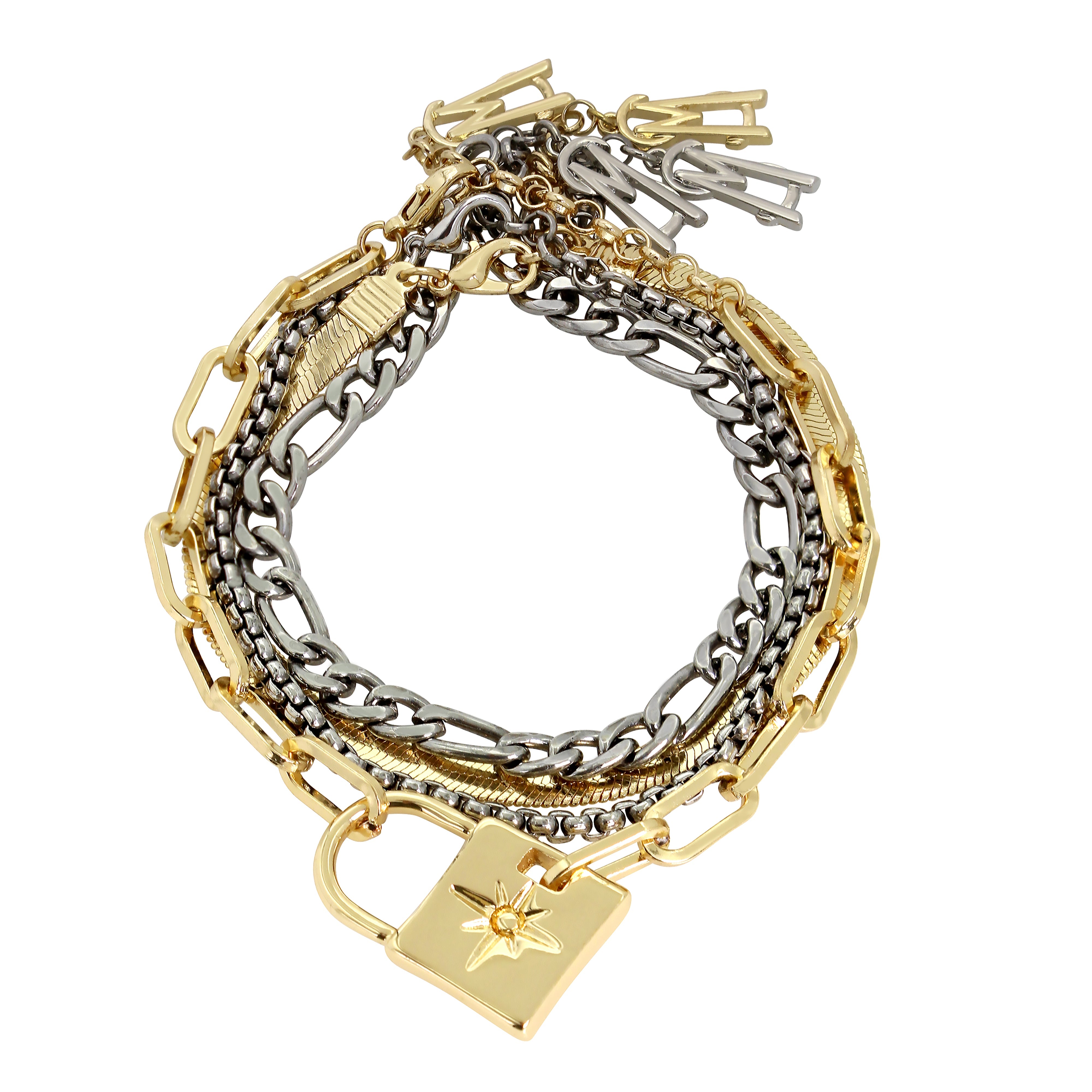 LOCK LINK MULTI STRAND BRACELET GOLD MULTI - Jewelry - Steve Madden Canada