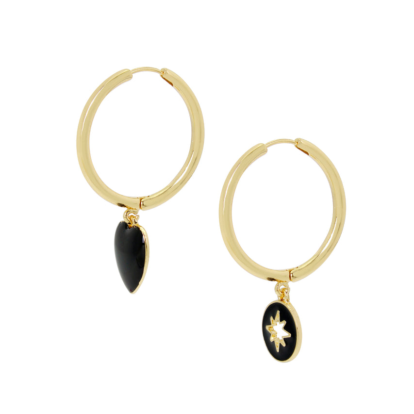 HEART STAR HOOP EARRINGS GOLD MULTI - Jewelry - Steve Madden Canada