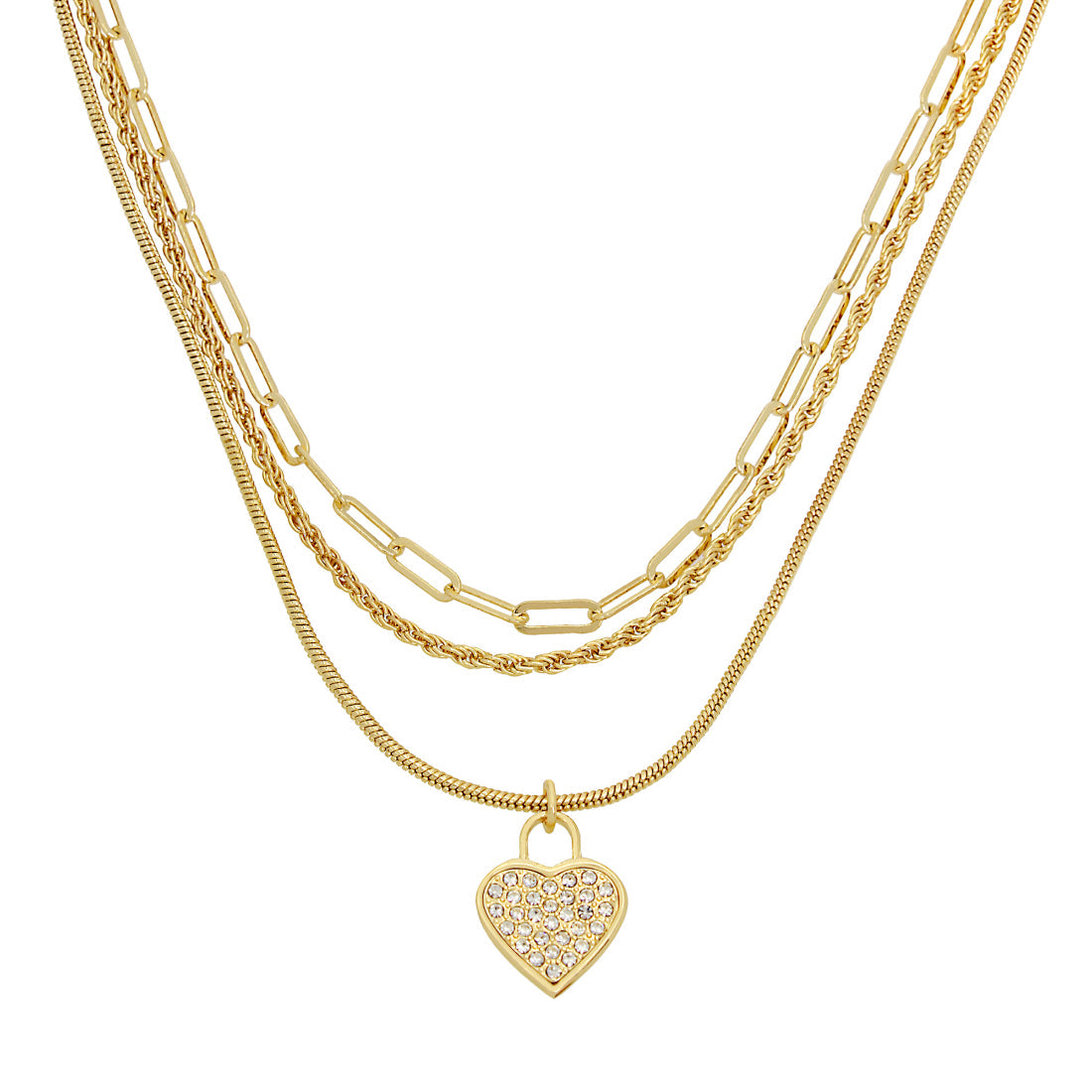 HEART CHARM MULTI STRAND NECKLACE GOLD - Jewelry - Steve Madden Canada