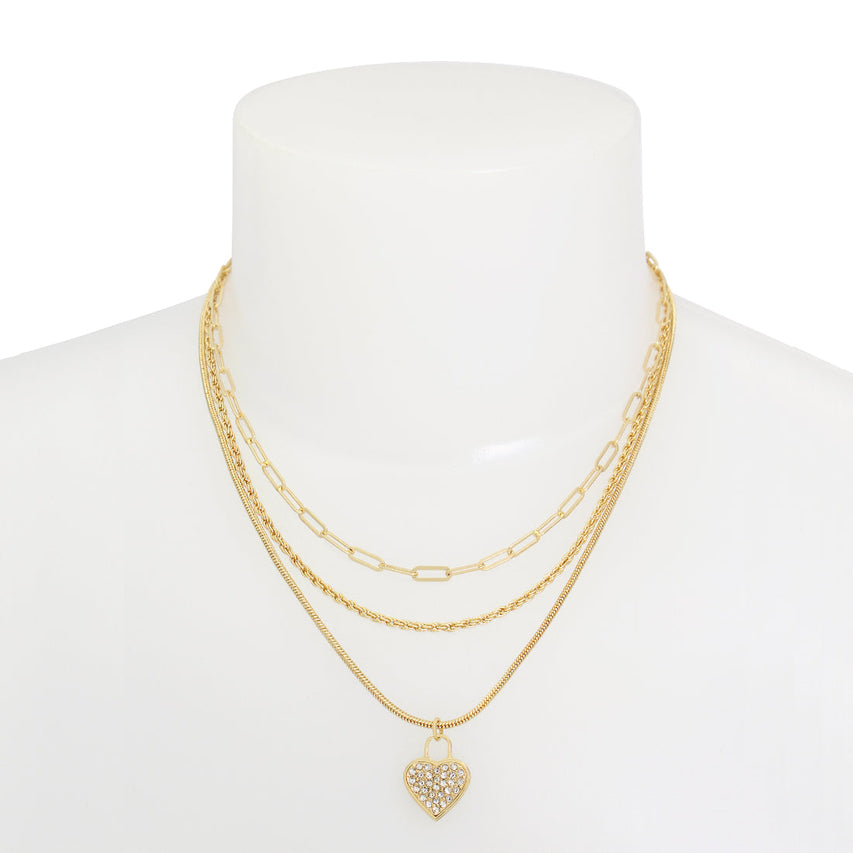 HEART CHARM MULTI STRAND NECKLACE GOLD - Jewelry - Steve Madden Canada