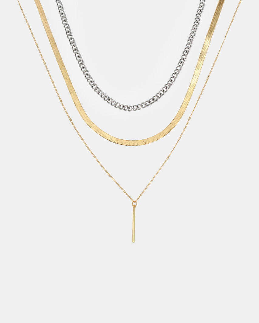 3 PIECE STICK PENDANT NECKLACE GOLD MULTI - Jewelry - Steve Madden Canada