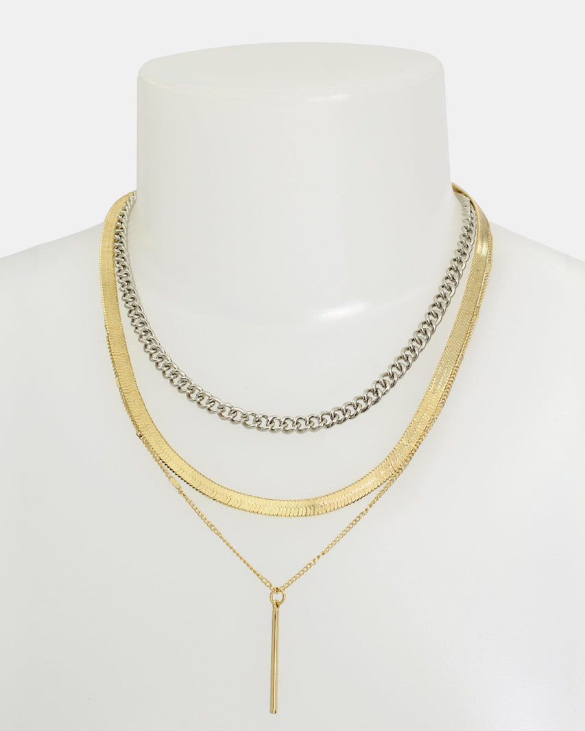 3 PIECE STICK PENDANT NECKLACE GOLD MULTI - Jewelry - Steve Madden Canada