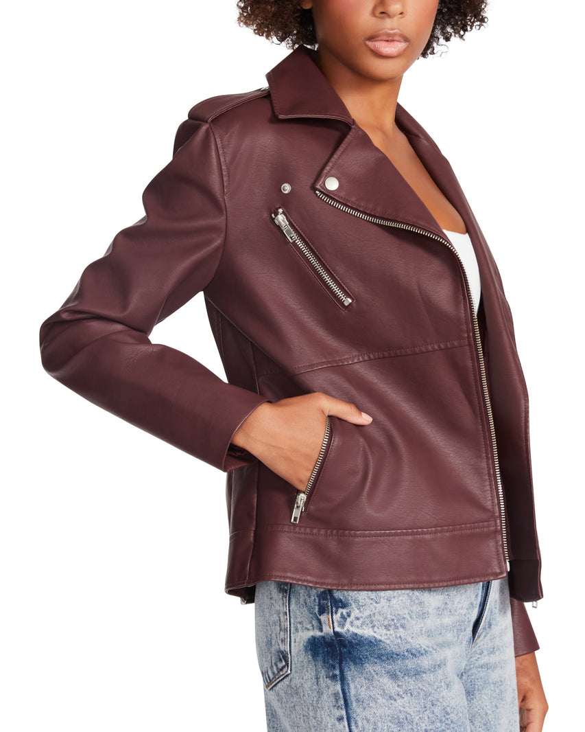 JULIA JACKET BURGUNDY - Clothing - Steve Madden Canada