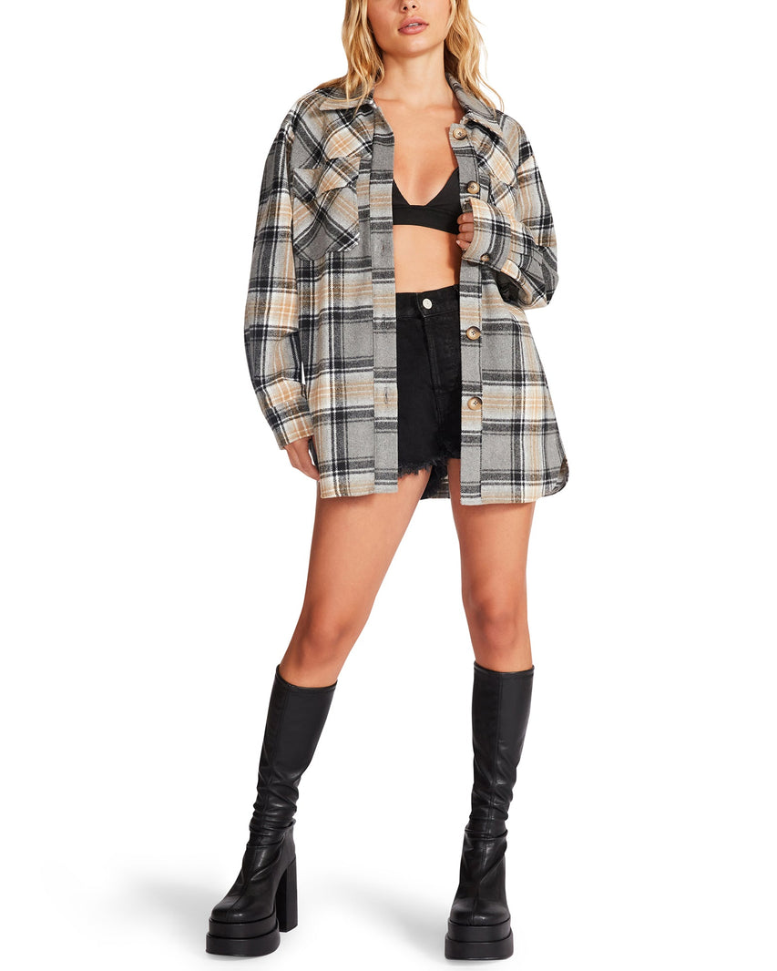 BROOKLYN SHACKET GREY MULTI - Clothing - Steve Madden Canada