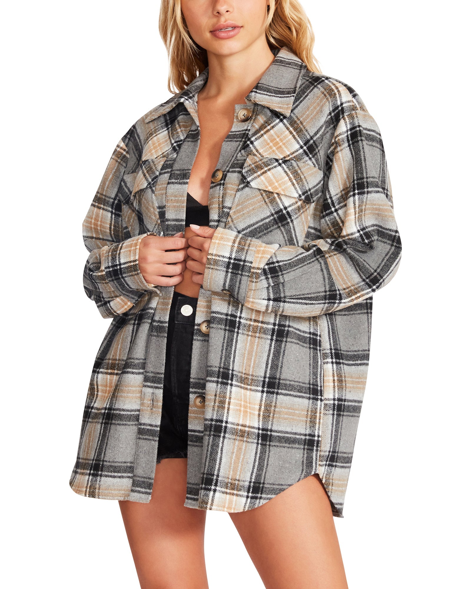 BROOKLYN SHACKET GREY MULTI - Clothing - Steve Madden Canada
