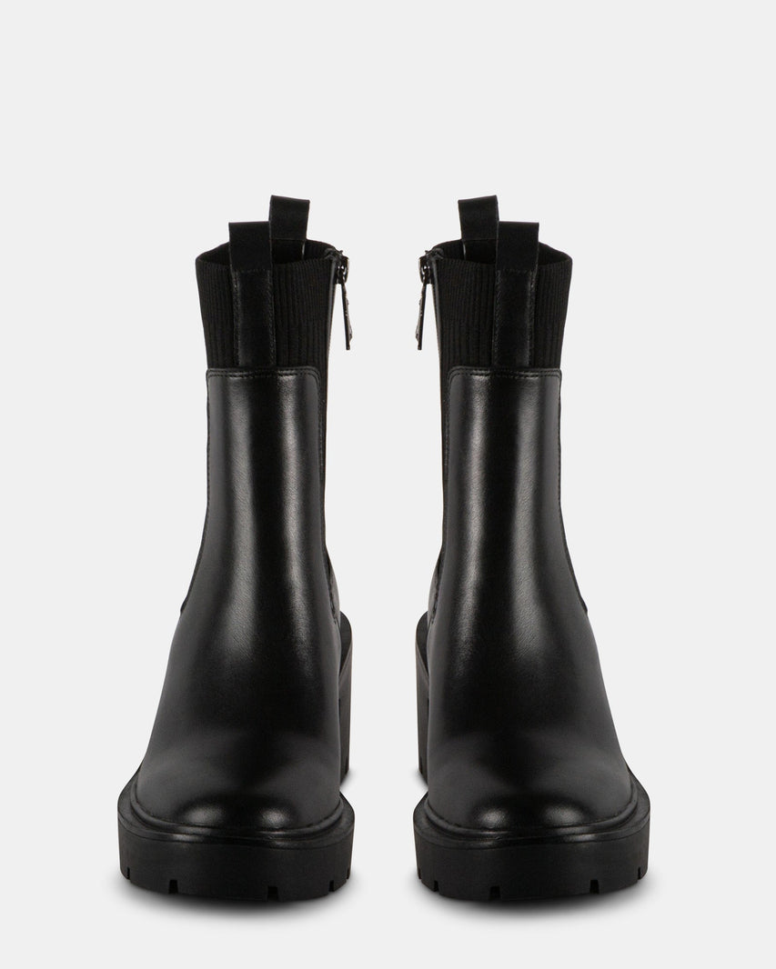 IDRIS BLACK LEATHER - Women's Shoes - Steve Madden Canada