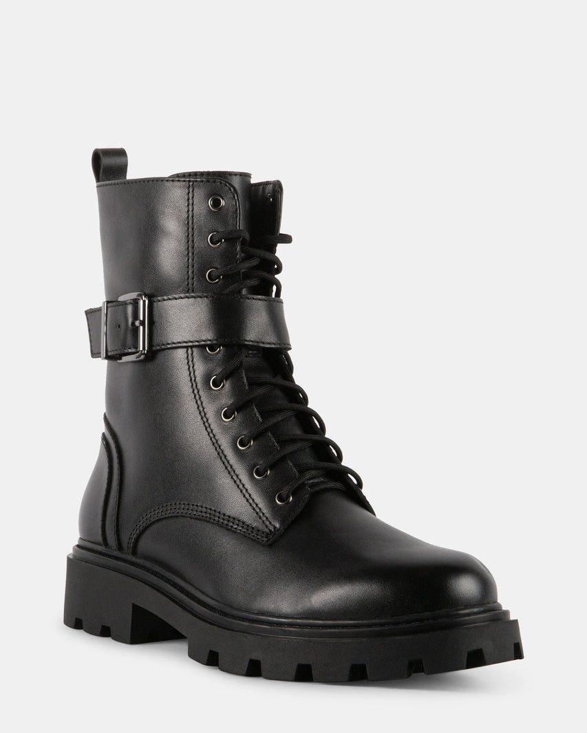 JOELLE BLACK LEATHER - Women's Shoes - Steve Madden Canada