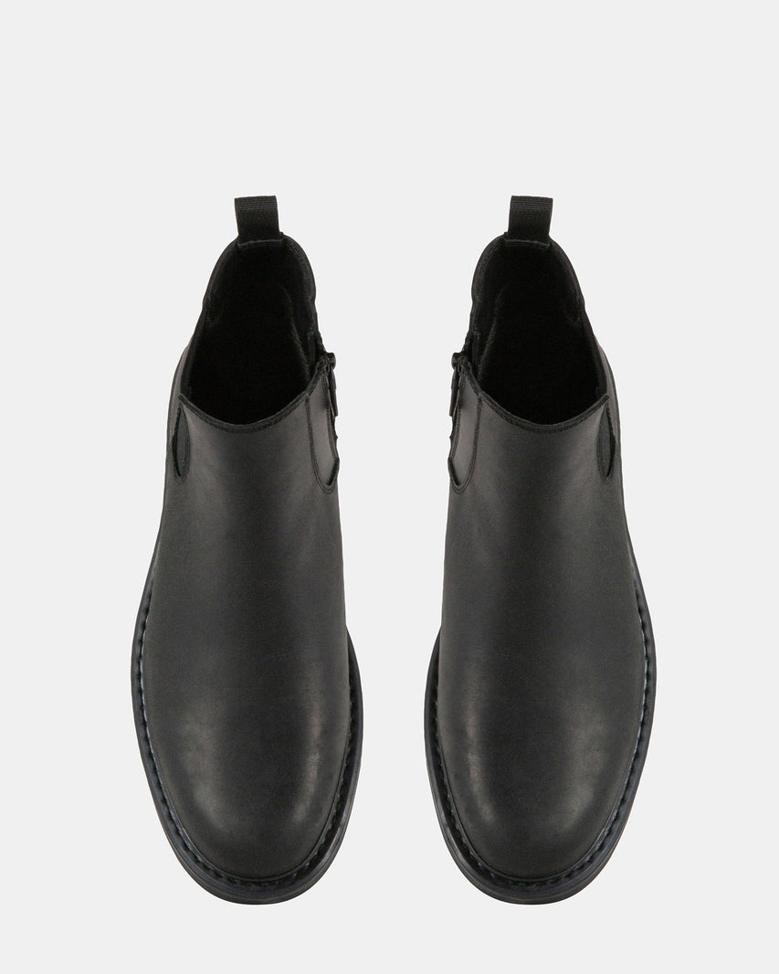LEANDRO BLACK LEATHER - Men's Shoes - Steve Madden Canada