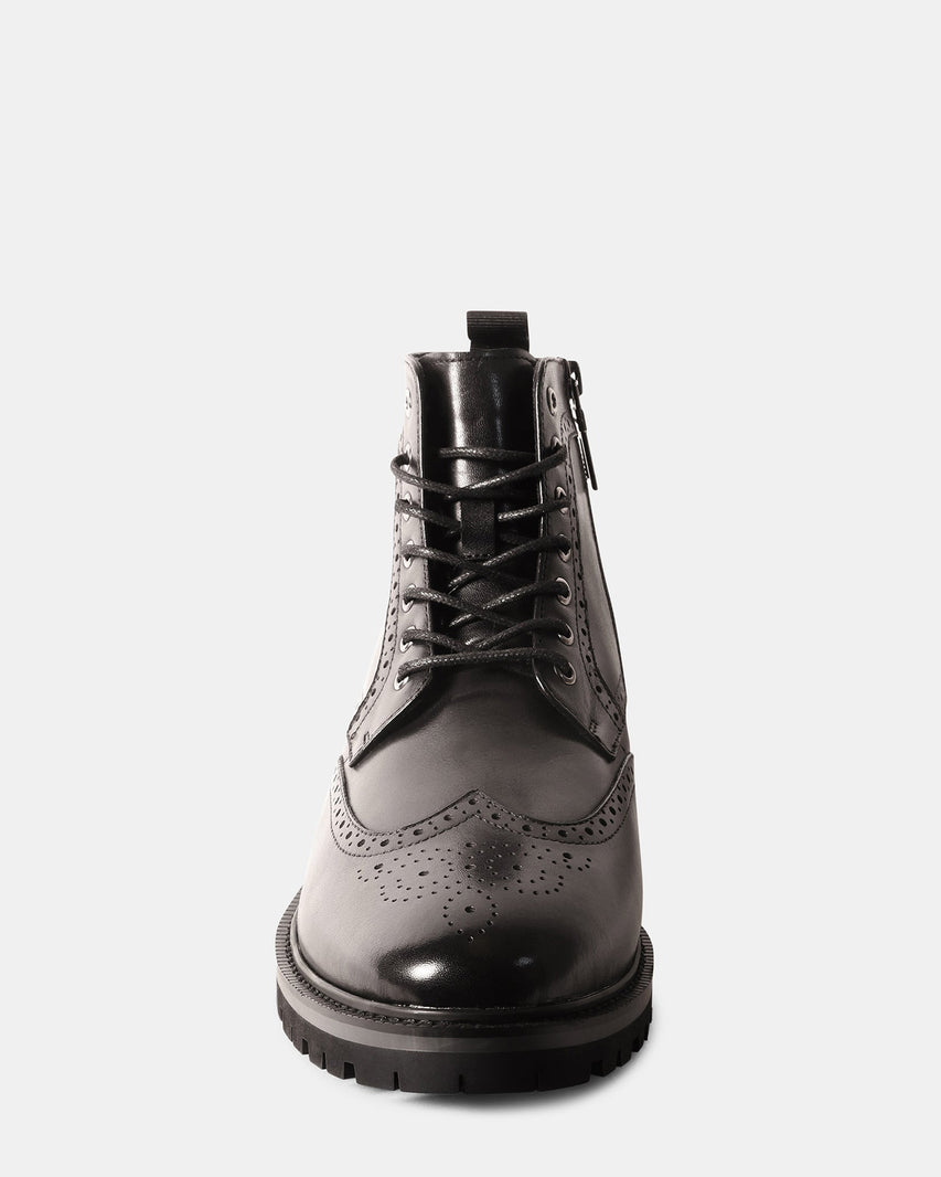 SANTOS BLACK LEATHER - Men's Shoes - Steve Madden Canada