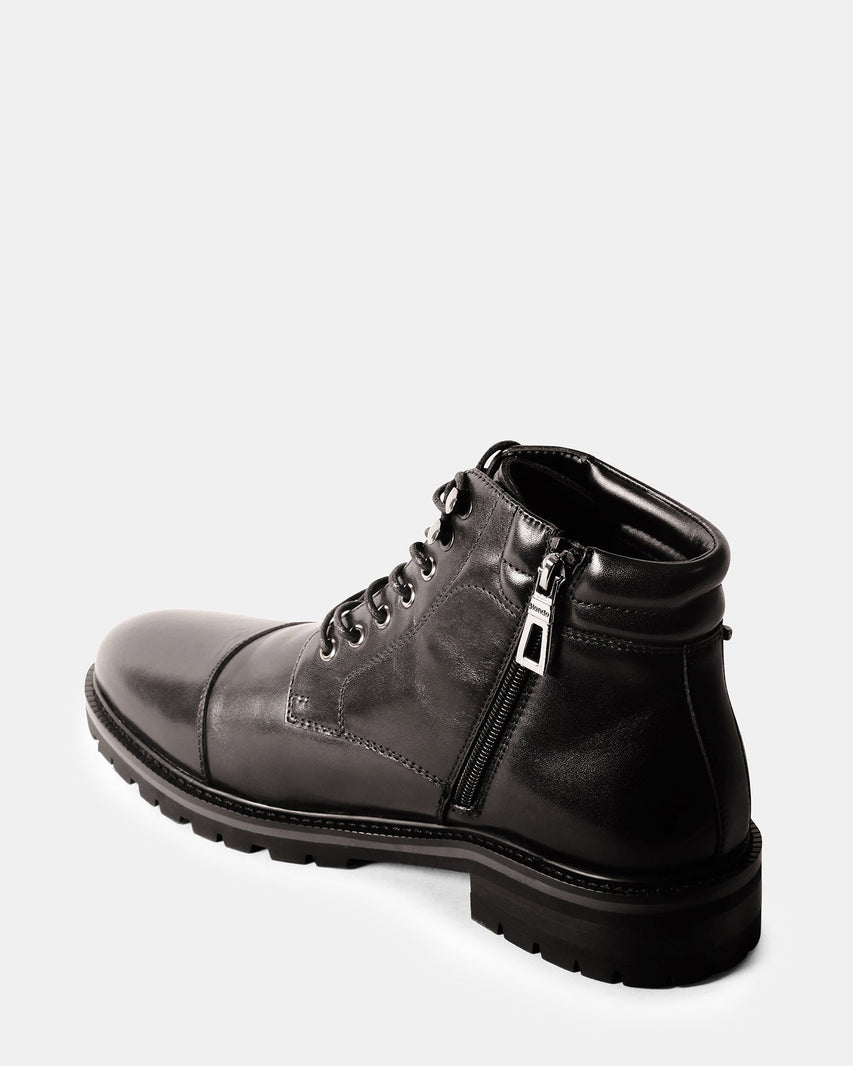 SERGIO BLACK LEATHER - Men's Shoes - Steve Madden Canada