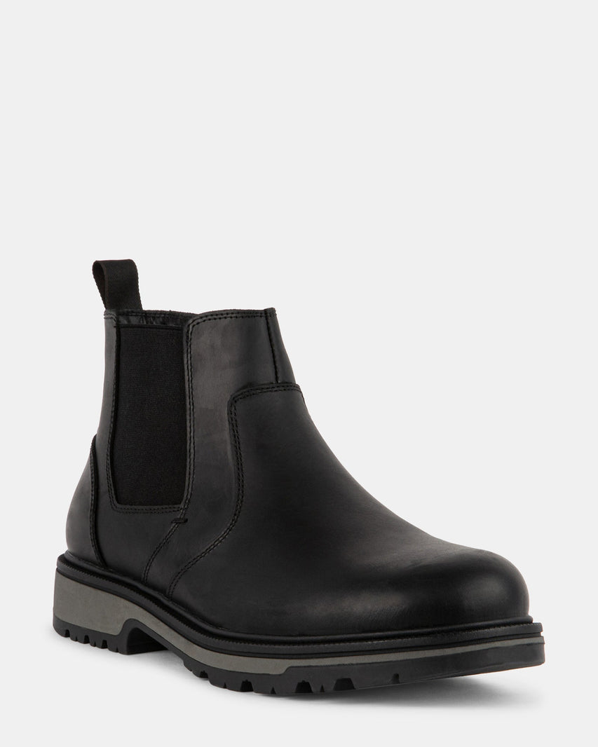 GRANT BLACK LEATHER - Men's Shoes - Steve Madden Canada