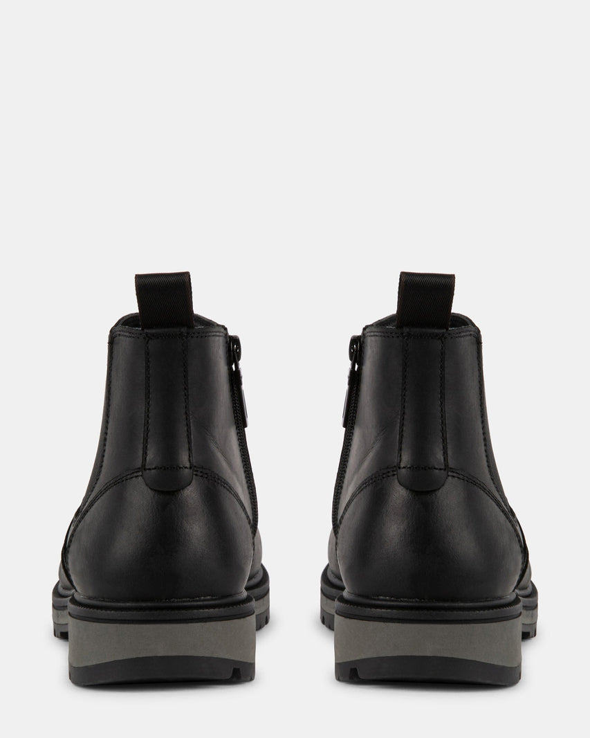GRANT BLACK LEATHER - Men's Shoes - Steve Madden Canada