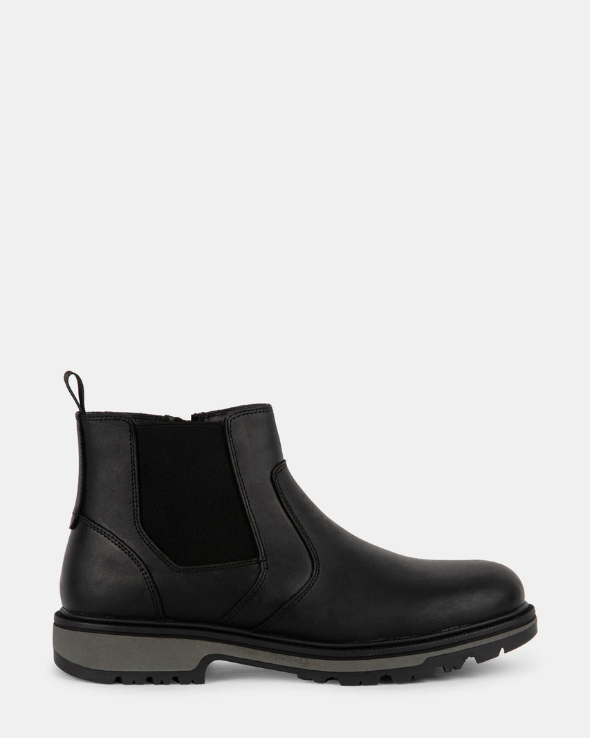 GRANT BLACK LEATHER - Men's Shoes - Steve Madden Canada