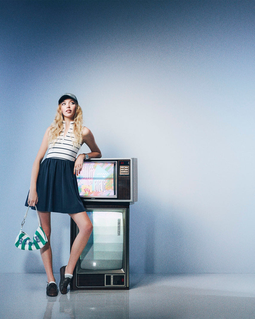 LYON DRESS STRIPED BLUE MULTI - Clothing - Steve Madden Canada