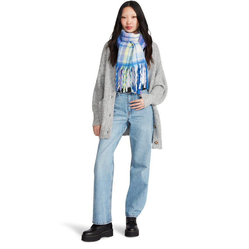 PLAID SCARF BLUE MULTI - Accessories - Steve Madden Canada
