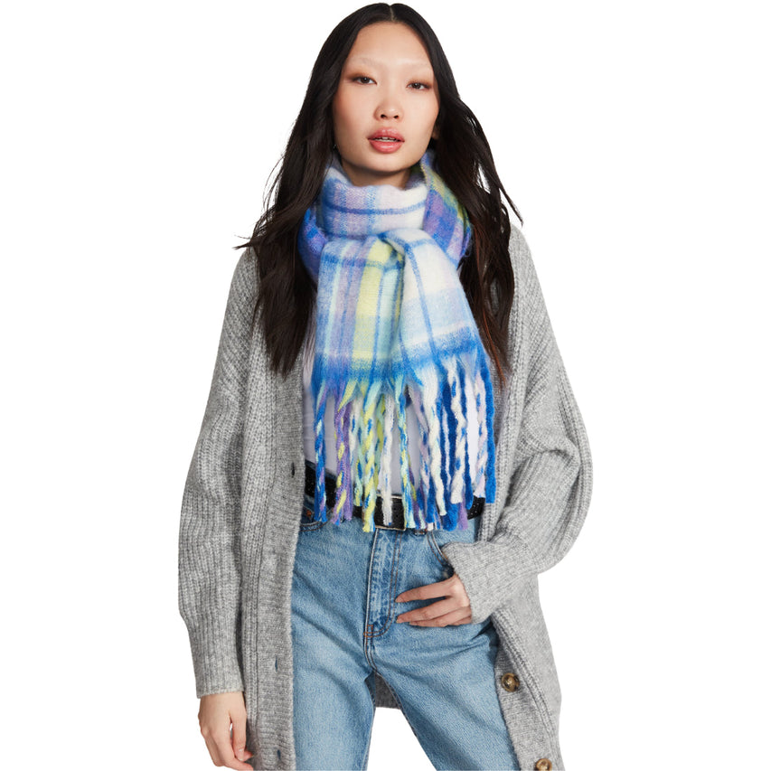 PLAID SCARF BLUE MULTI - Accessories - Steve Madden Canada