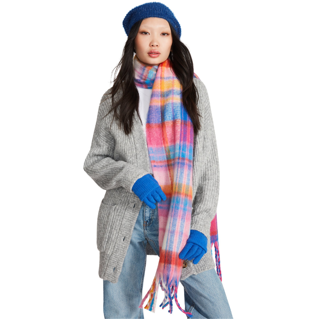 PLAID SCARF PINK MULTI - Accessories - Steve Madden Canada