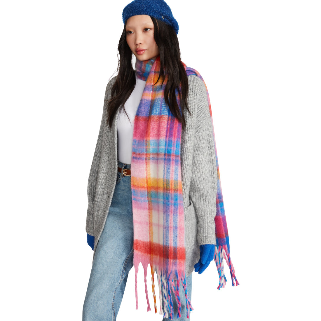 PLAID SCARF PINK MULTI - Accessories - Steve Madden Canada