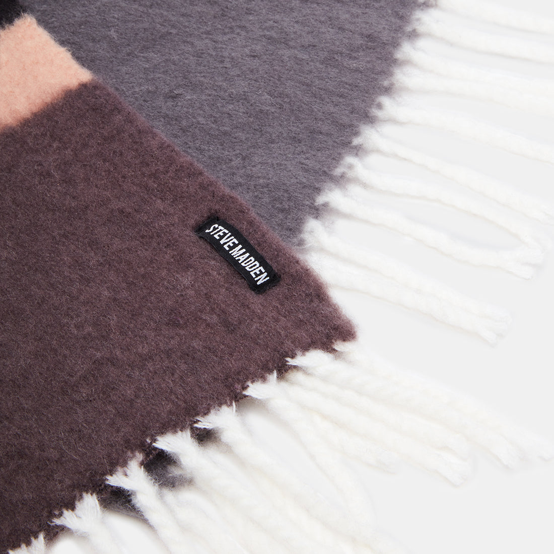 COLOURBLOCK FRINGE SCARF BLACK MULTI - Accessories - Steve Madden Canada