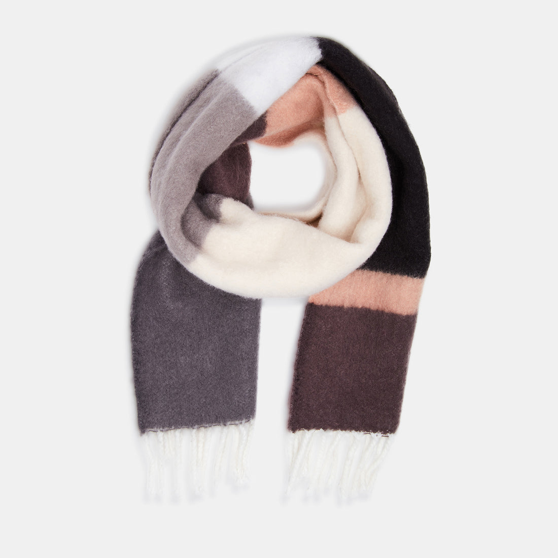 COLOURBLOCK FRINGE SCARF BLACK MULTI - Accessories - Steve Madden Canada