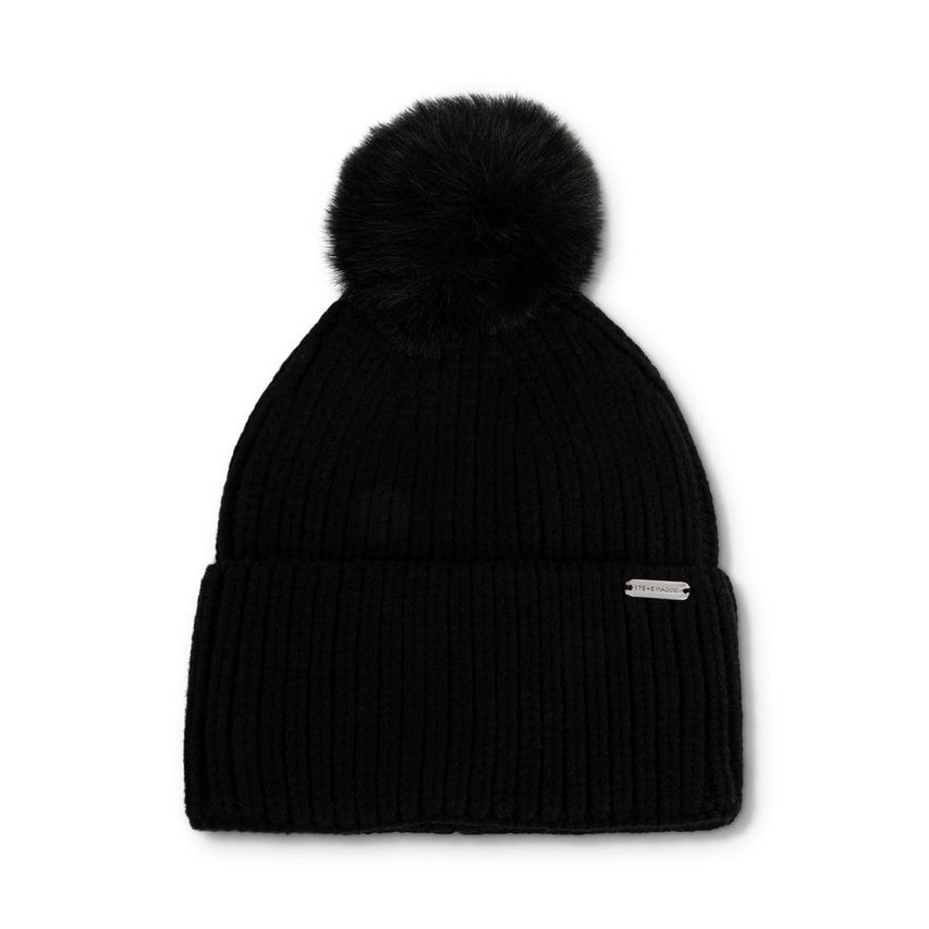 BILLIE POM BEANIE BLACK - Accessories - Steve Madden Canada