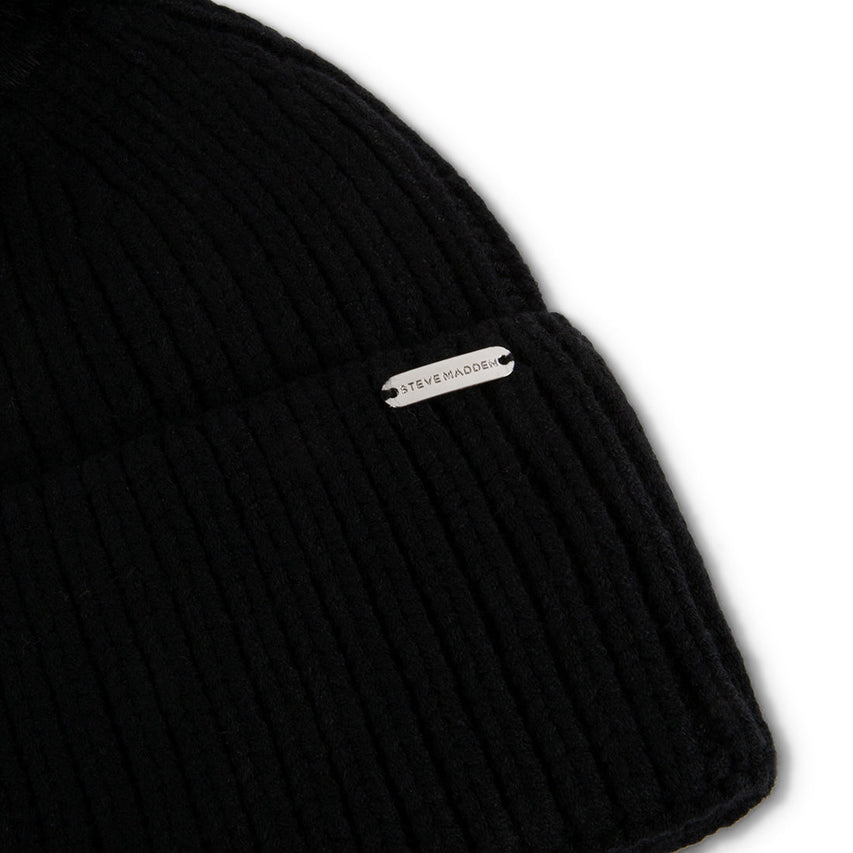 BILLIE POM BEANIE BLACK - Accessories - Steve Madden Canada