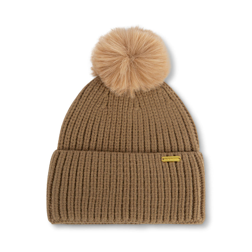 BILLIE POM BEANIE TAN - Accessories - Steve Madden Canada