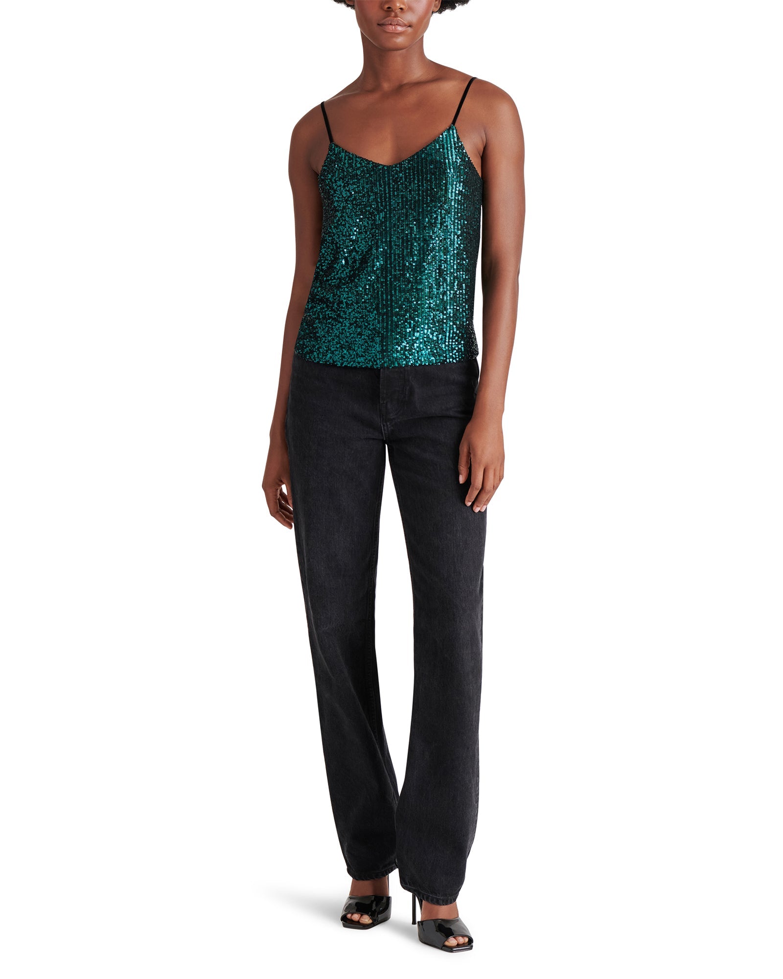 HIDE AND SEQUIN TOP TEAL - Clothing - Steve Madden Canada