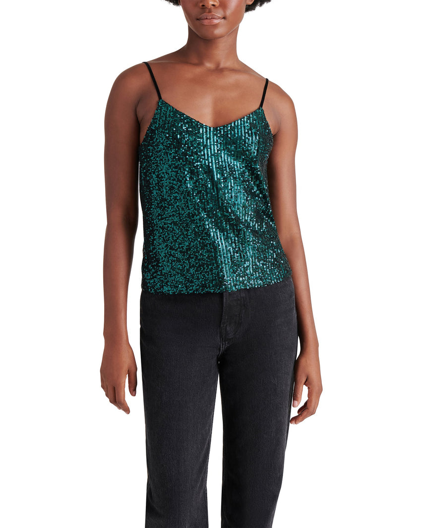 HIDE AND SEQUIN TOP TEAL - Clothing - Steve Madden Canada