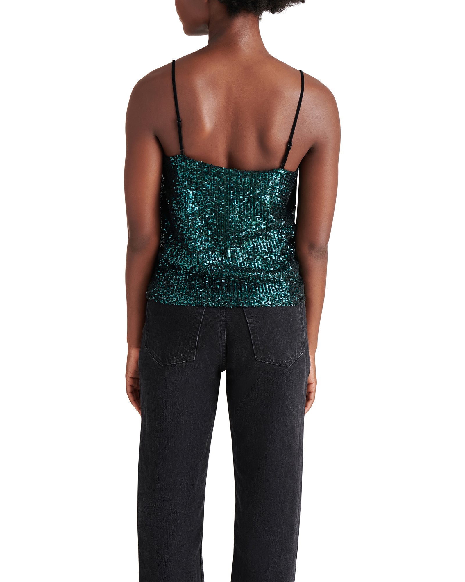 HIDE AND SEQUIN TOP TEAL - Clothing - Steve Madden Canada