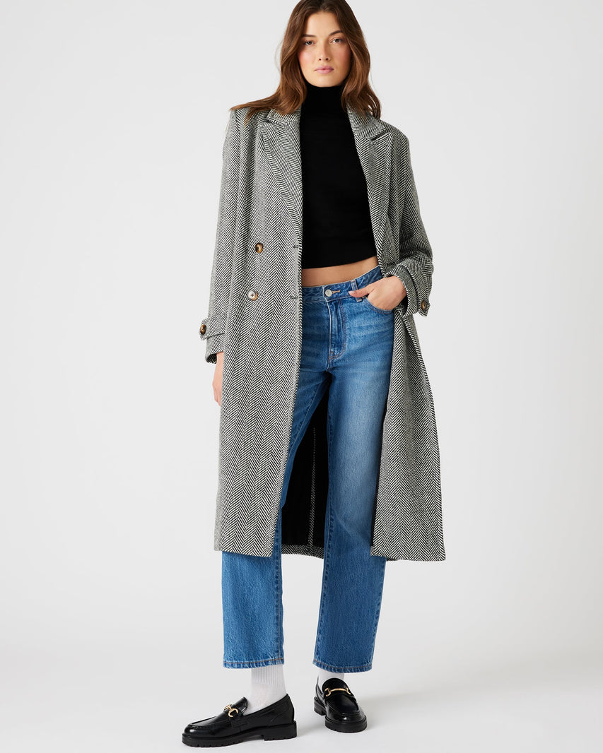PRINCE COAT BLACK MULTI - Clothing - Steve Madden Canada