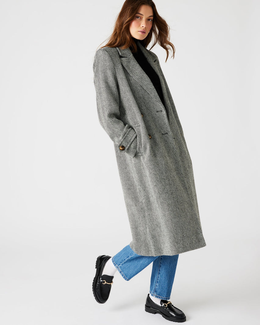 PRINCE COAT BLACK MULTI - Clothing - Steve Madden Canada