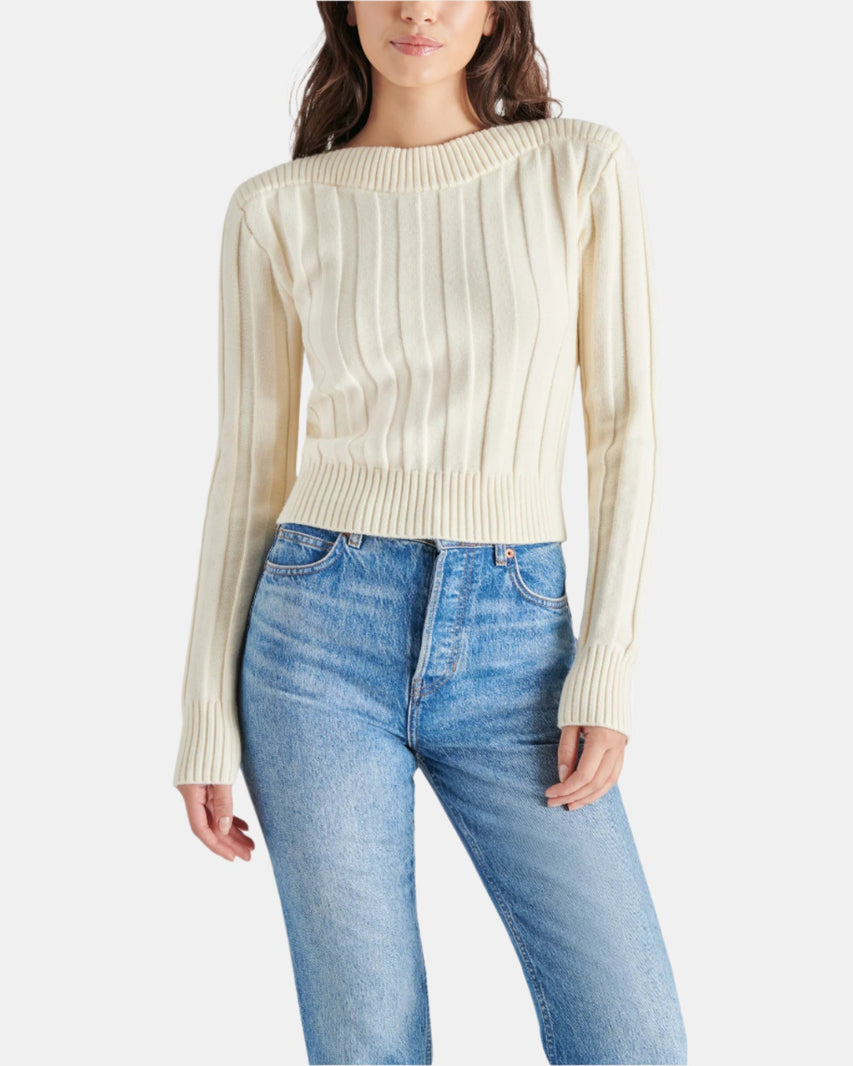 SERRA SWEATER WHITE - Clothing - Steve Madden Canada