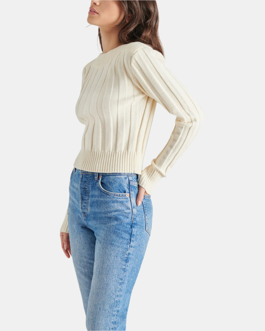 SERRA SWEATER WHITE - Clothing - Steve Madden Canada