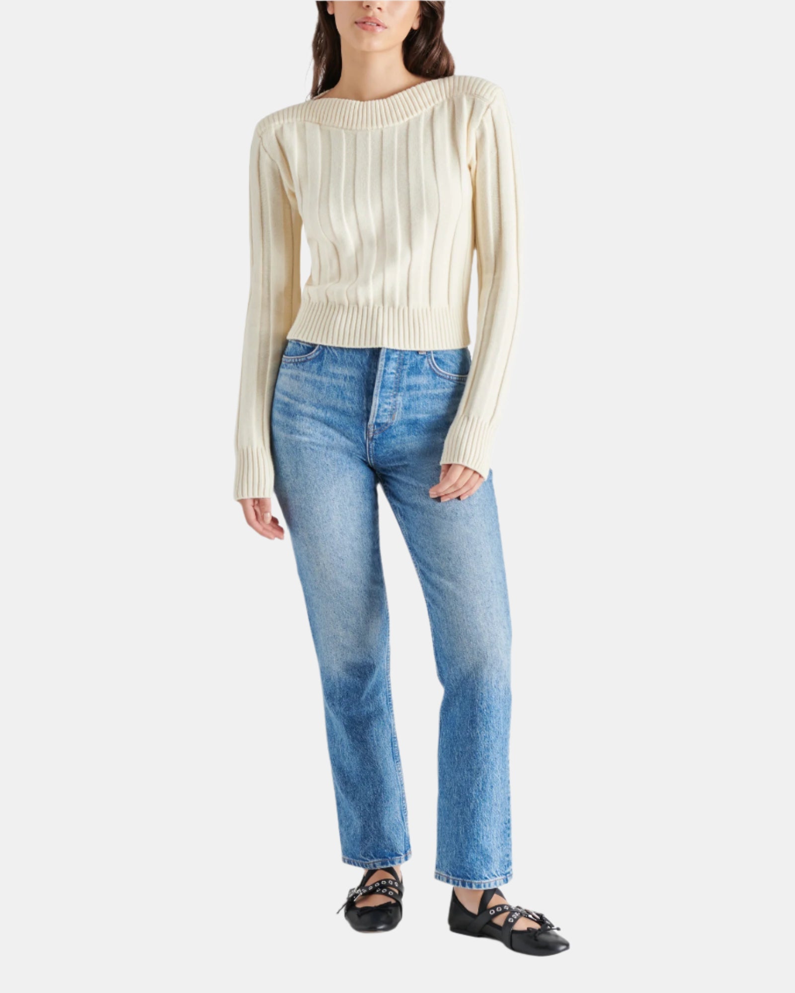 SERRA SWEATER WHITE - Clothing - Steve Madden Canada