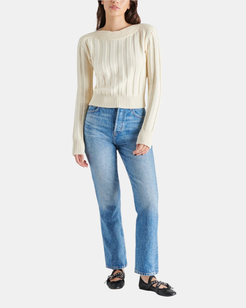 SERRA SWEATER WHITE - Clothing - Steve Madden Canada