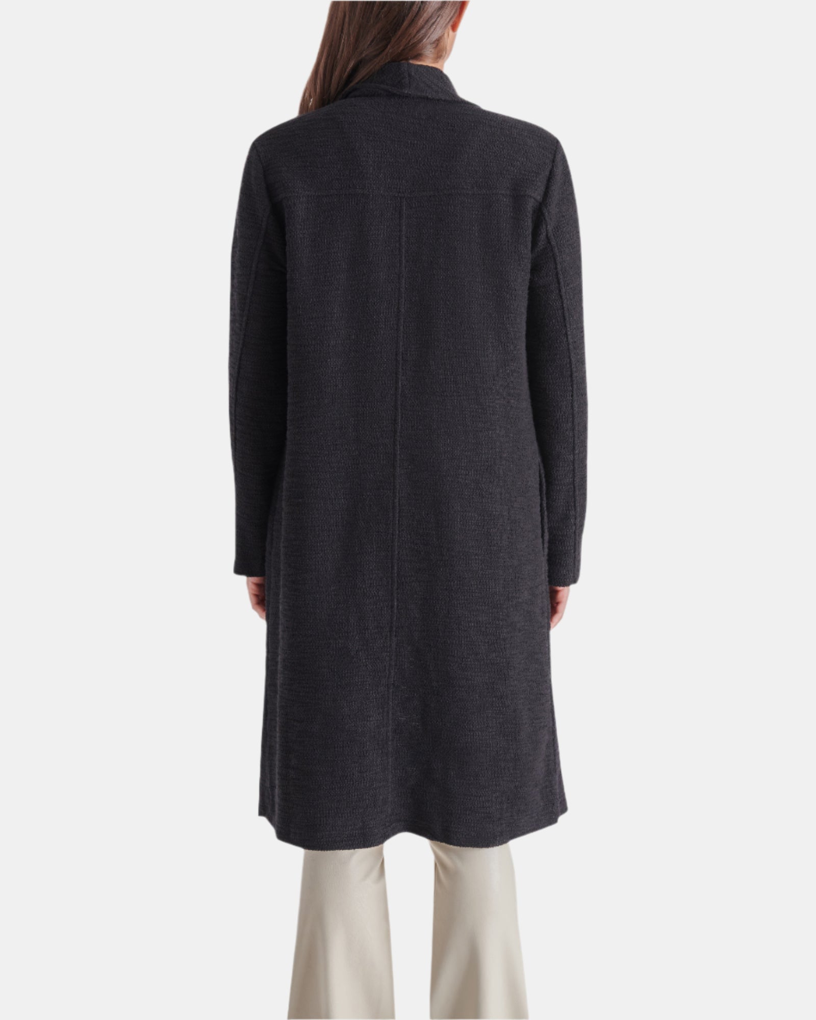 DRAPE FRONT SLUB KNIT JACKET BLACK - Clothing - Steve Madden Canada