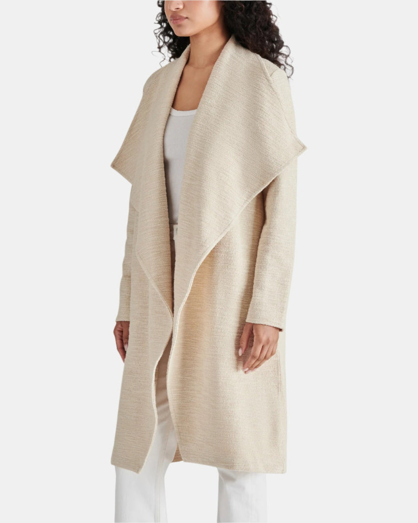 DRAPE FRONT SLUB KNIT JACKET IVORY - Clothing - Steve Madden Canada