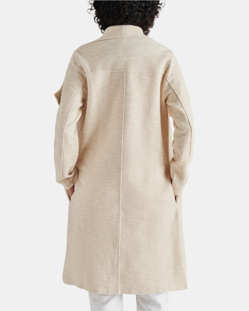DRAPE FRONT SLUB KNIT JACKET IVORY - Clothing - Steve Madden Canada