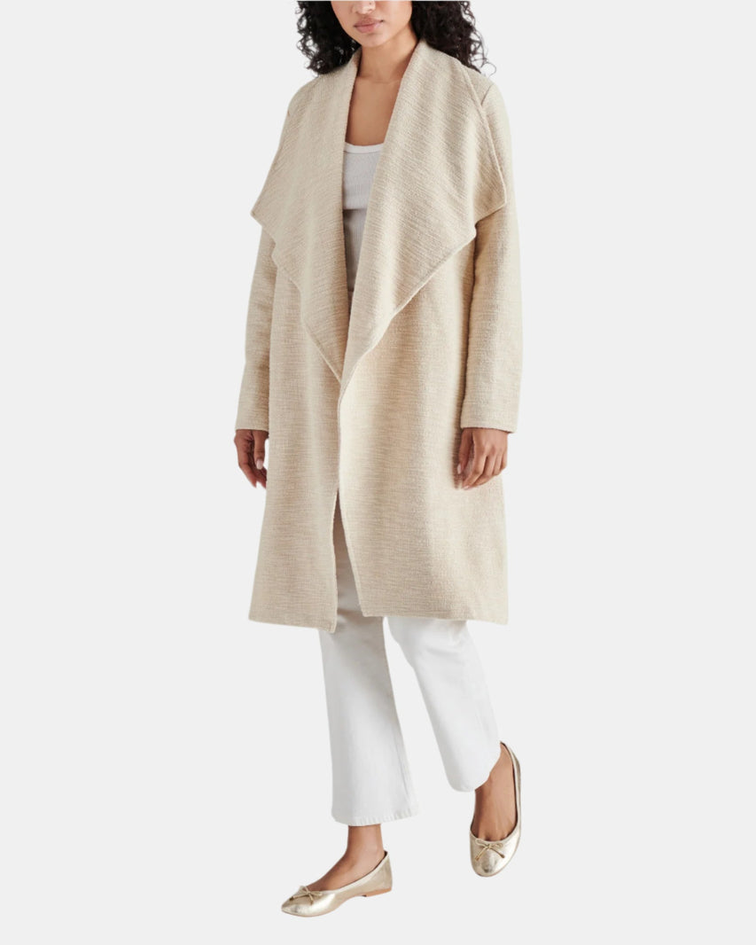 DRAPE FRONT SLUB KNIT JACKET IVORY - Clothing - Steve Madden Canada