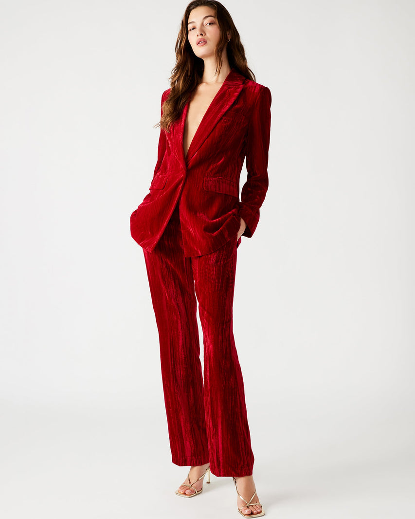 MERCER CRUSHED VELVET PANT RED - Clothing - Steve Madden Canada