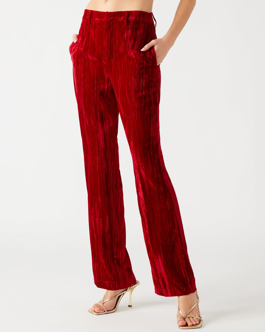 MERCER CRUSHED VELVET PANT RED - Clothing - Steve Madden Canada