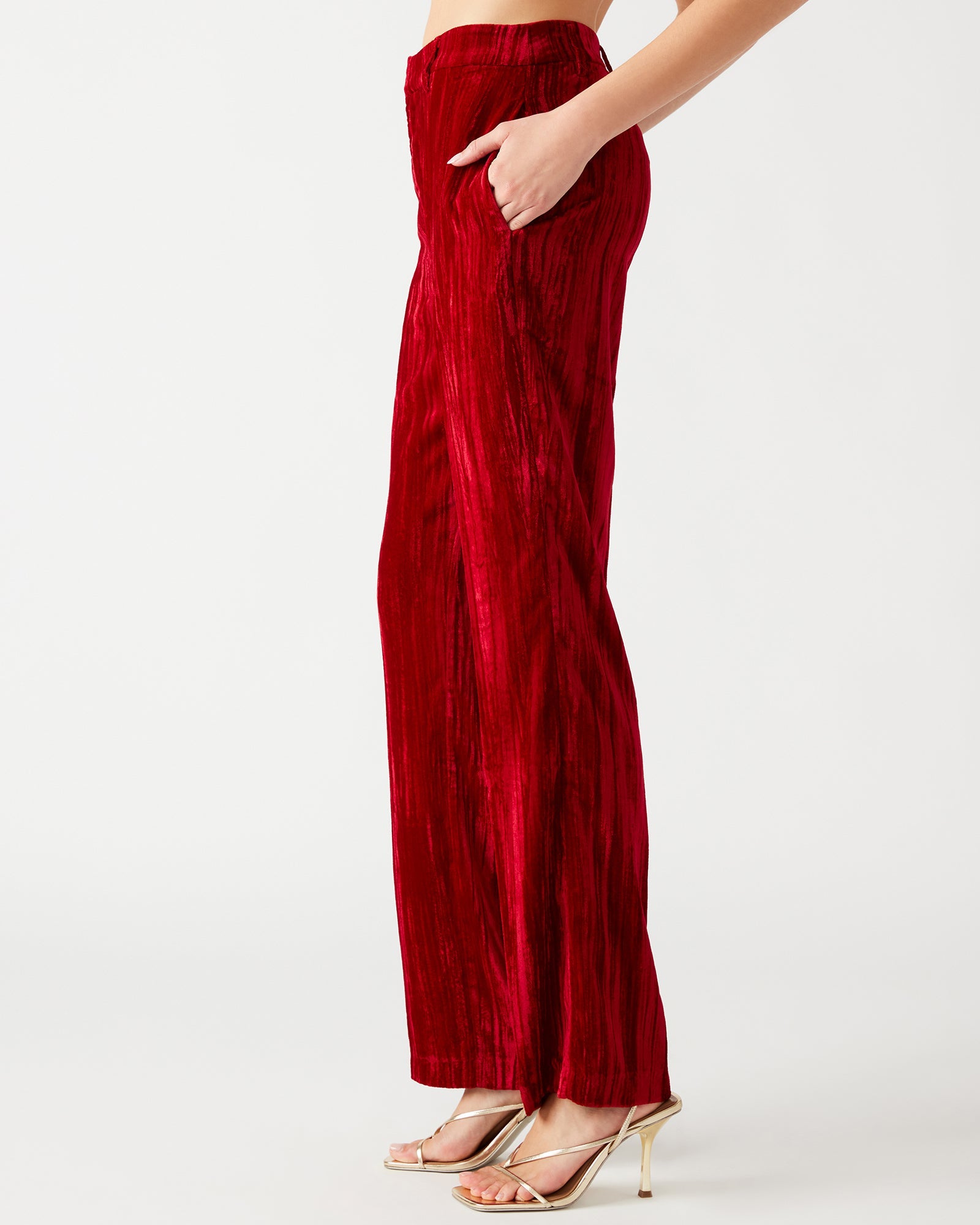 MERCER CRUSHED VELVET PANT RED - Clothing - Steve Madden Canada