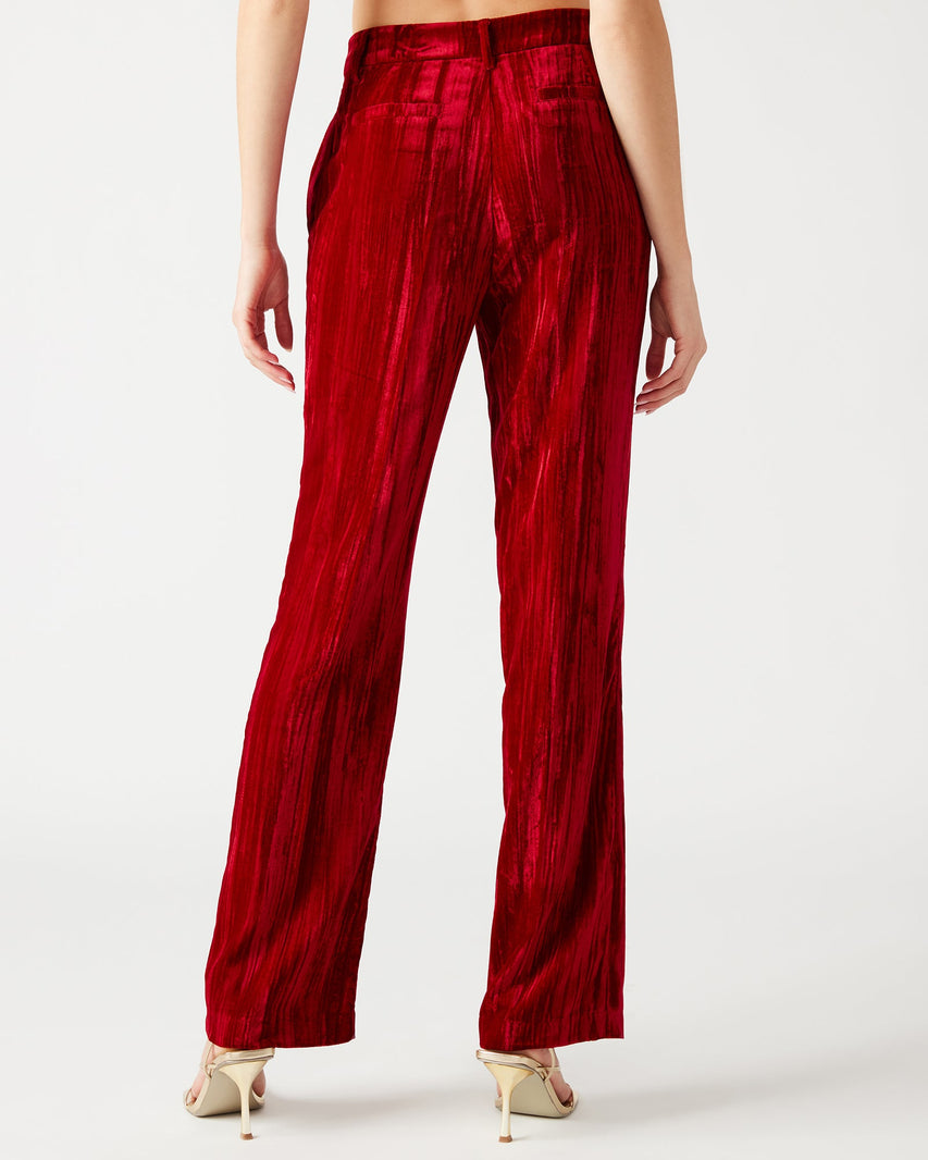 MERCER CRUSHED VELVET PANT RED - Clothing - Steve Madden Canada