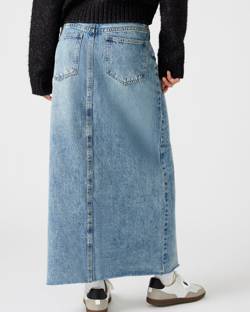 AVANI BLUE DENIM SKIRT - Clothing - Steve Madden Canada