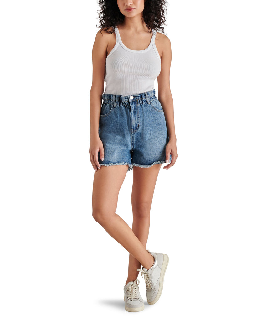 LUNETTA SHORTS BLUE DENIM - Clothing - Steve Madden Canada