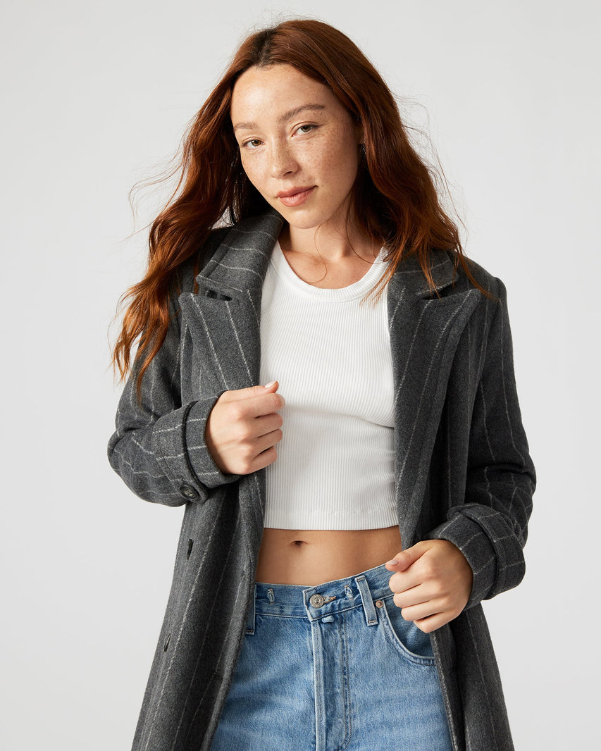 PRINCE COAT GREY - Clothing - Steve Madden Canada