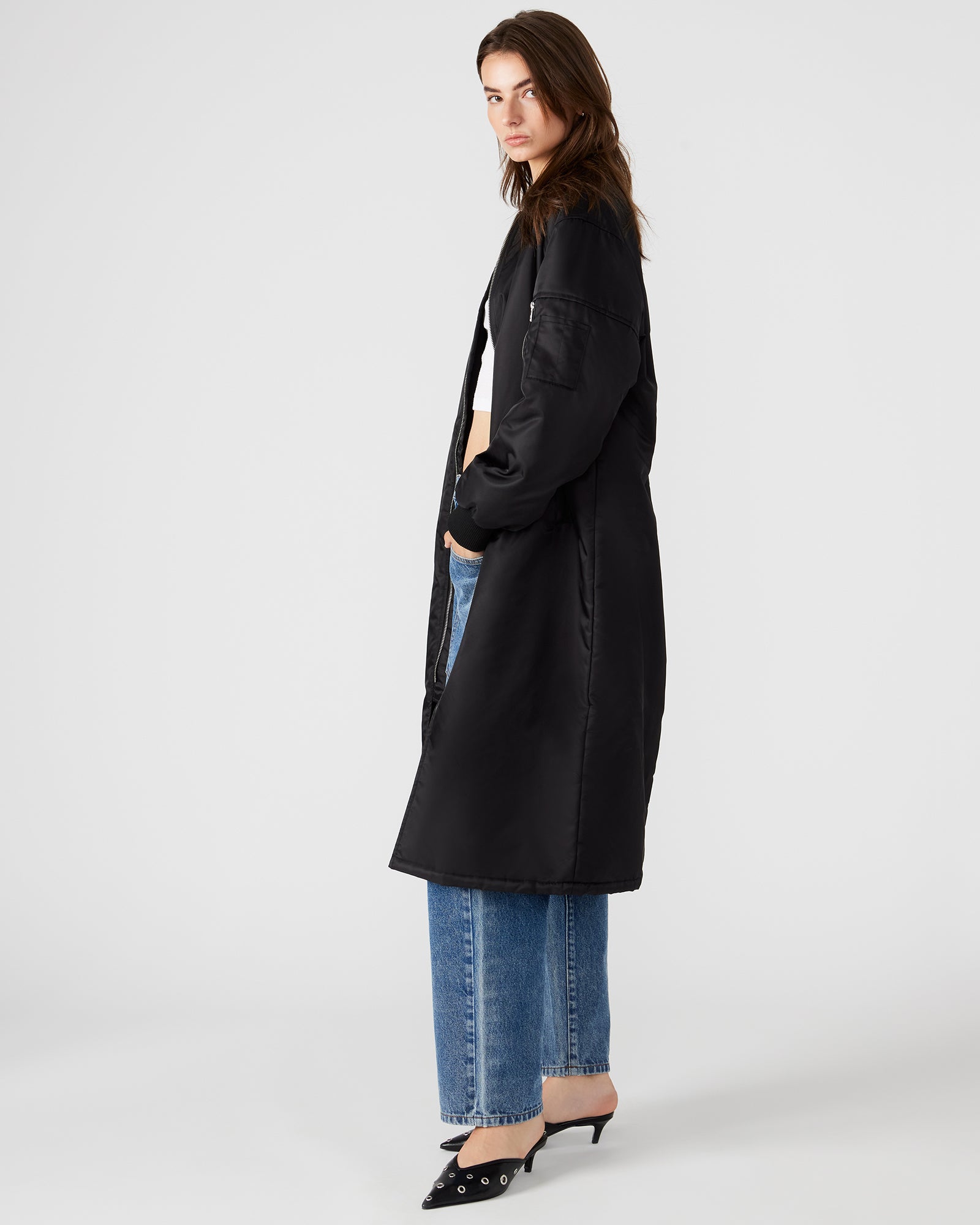 VINDY COAT BLACK - Clothing - Steve Madden Canada